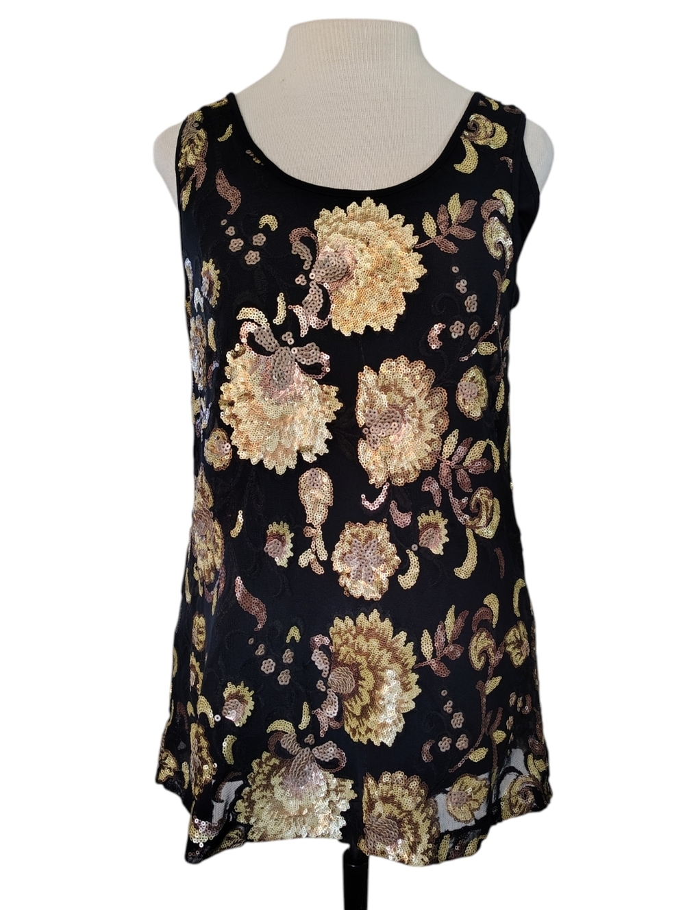 Garnet Hill Sequin Tank Top Floral